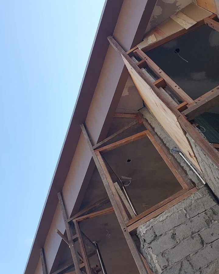 Wooden frame structure under construction
